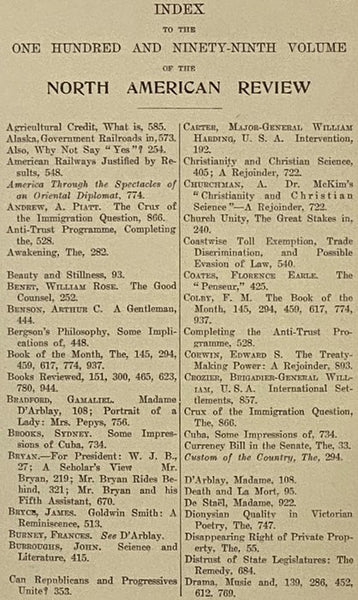 The North American Review, Vol. CXCIX: January, 1914 - June, 1914 [Volume 199, No. 698-703]