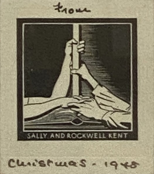 Framed Sally and Rockwell Kent Woodcut Gifted in Christmas 1948