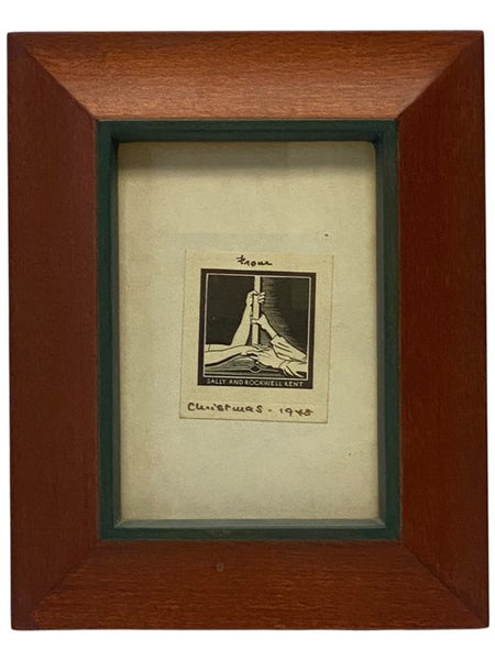 Framed Sally and Rockwell Kent Woodcut Gifted in Christmas 1948