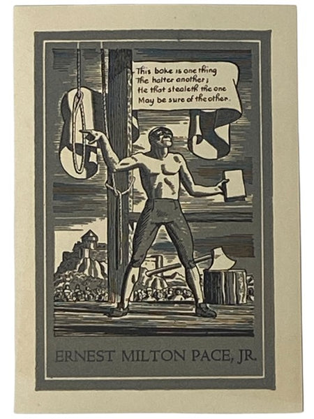Rockwell Kent Woodcut Book Curse Bookplate