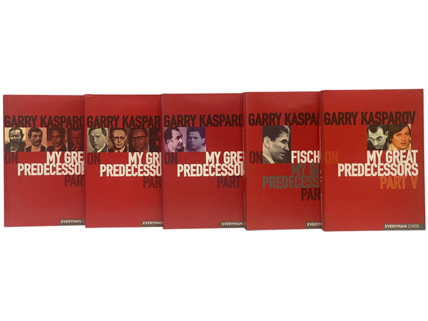 Garry Kasparov, On My Great Predecessors, in Five Volumes: Part I: Steinitz, Lasker, Capablanca, Alekhine; Part II: Euwe, Botvinnik, Smyslov, Tal; Part III: Petrosian, Spassky; Part IV: Fischer; Part V: Korchnoi, Karpov (A Modern History of the Early Dev…