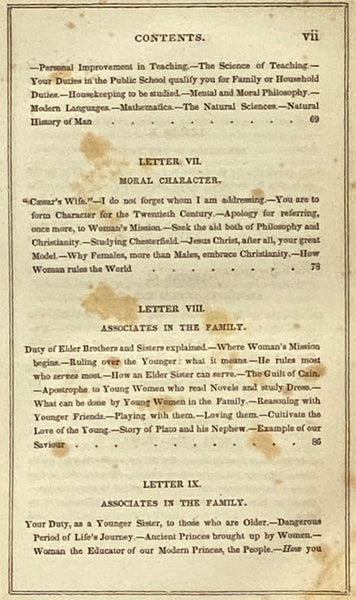 Letters to a Sister; or Woman's Mission. to Accompany the Letters to Young Men. (Alcott's New Series.)