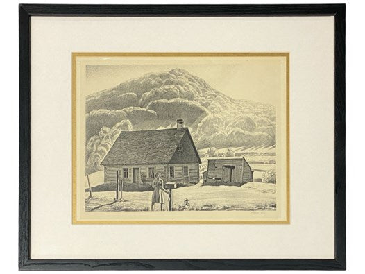 1946 Framed Rockwell Kent Print, Signed: Adirondack Cabin