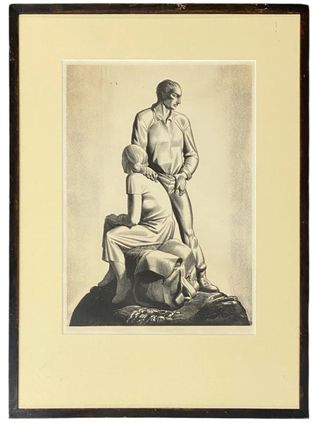 1936 Framed Rockwell Kent Great Depression Print: And Now Where