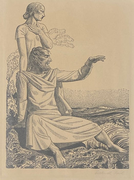 1936 Framed Rockwell Kent Print: The Tempest [Prospero and Miranda]