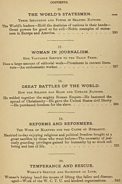 The World's Progress as Wrought by Men and Women in Art, Literature, Education, Philanthropy, Reform, Inventions, Business and Professional Life.