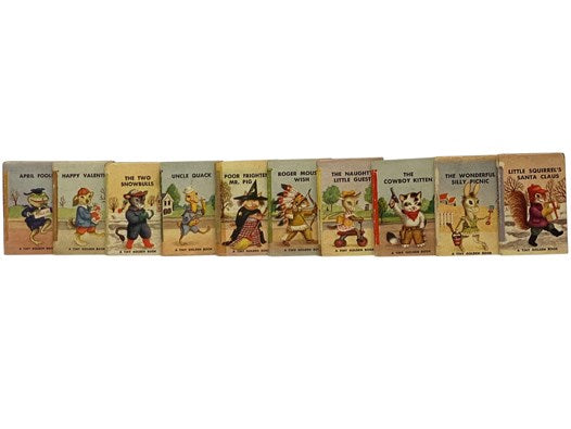 Tiny Golden Book 10 Volume Set: April Fool!; Happy Valentine; The Two Snowbulls; Uncle Quack; Poor Frightened Mr. Pig; Roger Mouse's Wish; The Naughty Little Guest; The Cowboy Kitten; The Wonderful Silly Picnic; Little Squirrel's Santa Claus