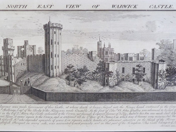 The North East View of Warwick Castle - Original Engraving from Buck's Antiquities; or, Venerable Remains of... Castles, Monasteries, Palaces, &c. &c., Number 306