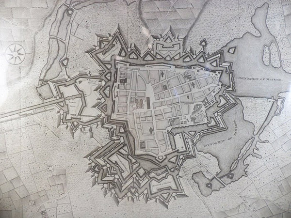 1745 Map: Ypres a strong City and Castle in Flanders [Belgium], restor'd to the Emperor by the Treaty of Utrecht, For Mr. Tindal's Continuation of Mr. Rapin's History of England