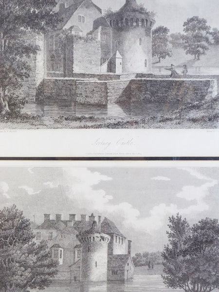 1809 Prints - Two Views of Scotney Castle [Kent, England], Etched by Letitia Byrne from Drawings by P. Amsinck