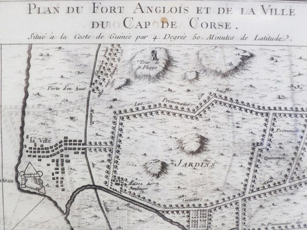 1747 Plan from Prevost's 'Histoire Generale des Voyages': Plan du Fort Anglois et de la Ville du Cap de Corse, Situe a la Coste de Guinee par 4. Degres 50. Minutes de Latitude