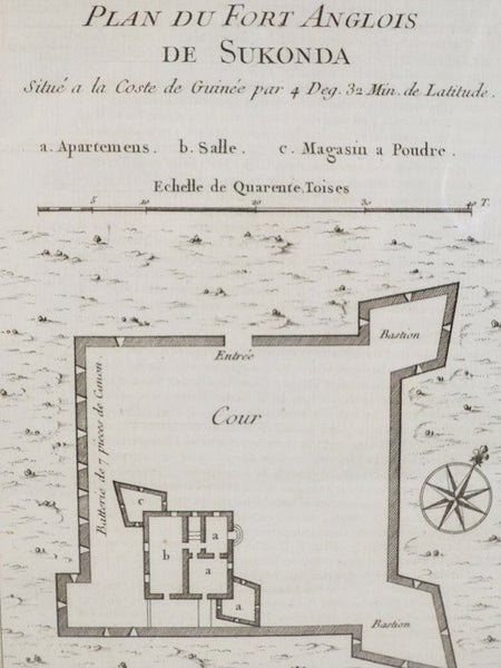 1747 Plan from Prevost's 'Histoire Generale des Voyages': Plan du Fort Anglois de Sukonda, Situe a la Coste de Guinee par 4. Deg. 32. Min. de Latitude