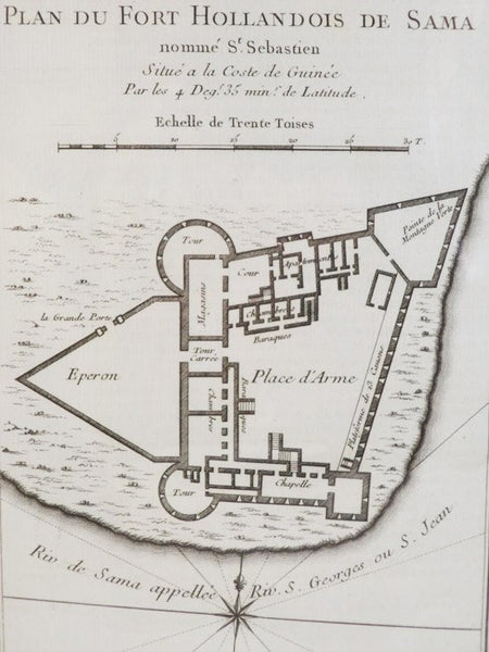 1747 Plan from Prevost's 'Histoire Generale des Voyages': Plan du Fort Hollandois de Sama nomme St Sebastien, Situe a la Coste de Guinee par les 4 Deg. 35 mins. de Latitude