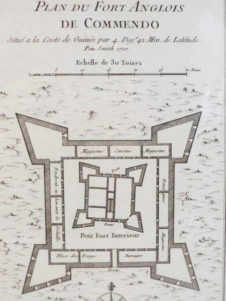1747 Plan from Prevost's 'Histoire Generale des Voyages': Plan du Fort Anglois de Commendo, Situe a la Coste de Guinee par 4. Deg. 42 Min. de Latitude Par Smith 1727