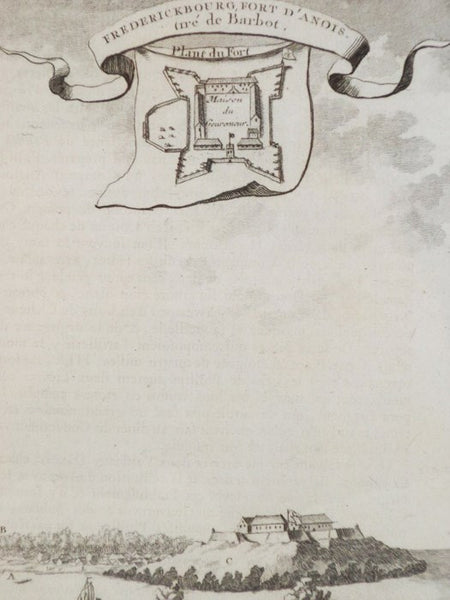1747 Plan from Prevost's 'Histoire Generale des Voyages': Profile Map and Plan of Frederickbourg Fort d'Anois. Gre de Barbot; Plant du Fort