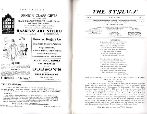 The Stylus, Vol. V, No. 1, March, 1918