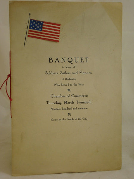 World War I Banquet Program: Banquet in Honor of Soldiers, Sailors and Marines of Rochester Who Served in the War