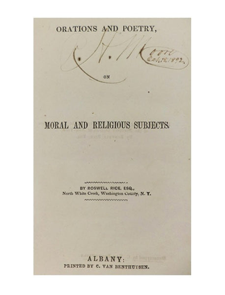 Orations and Poetry, on Moral and Religious Subjects