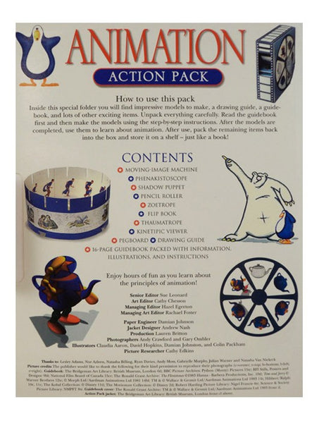Animation Action Pack: A Hands-On Guide to the Amazing World of Moving Pictures -- Includes Drawing Guide, Moving-Image Machine, Zoetrope, Phenakistoscope, Kinetipic Viewer, Pencil Roller, Flipbook and Gripper, Thaumatrope, Pegboard, and Guidebook
