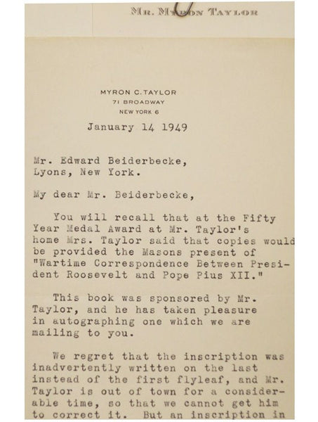 Correspondence Between President Truman and Pope Pius XII