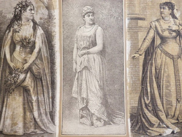 Victorian Scrapbook Featuring Articles on Opera Soprano Elsa Corona, Obituaries of Cyrus Clarke, Rochester Business Receipts, Fashion Plates