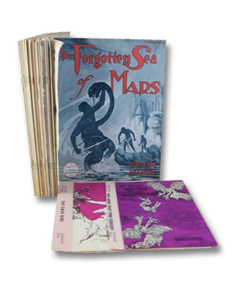 Edgar Rice Burroughs Fanzine Ephemera Archive: ERB-dom, Twenty-Issue Continuous Run: Volume 1 No. 1 - Volume 1 No. 20 [with] The Forgotten Sea of Mars [with] Single Sheet of The Edgar Rice Burroughs Bazaar [with] Claude Held (Bookseller) Price List [with…