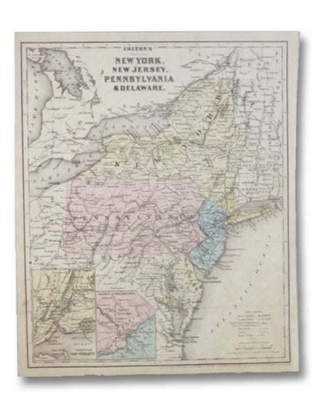 1860 Colton's Map: New York, New Jersey, Pennsylvania, & Delaware. / Vermont, Massachusetts, Rhode Island, & Connecticut.