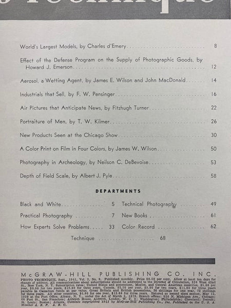 Photo Technique Magazine: September 1941