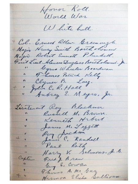 Whitehall Grange No. 922 Record Book, including Membership Details, World War I Honor Roll, Veterans of Foreign Wars lists from Pike-Bartholomew Post No. 3175, Etc.