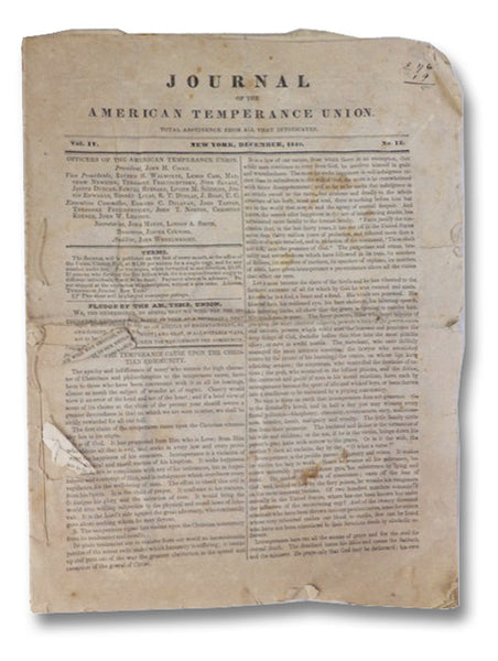 Journal of the American Temperance Union, Vol. IV., No. 12., December, 1840 [with] Temperance Recorder, Vol. IX., No. 10., December 1840