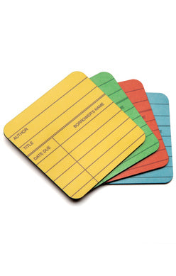 Library Card Coaster Set