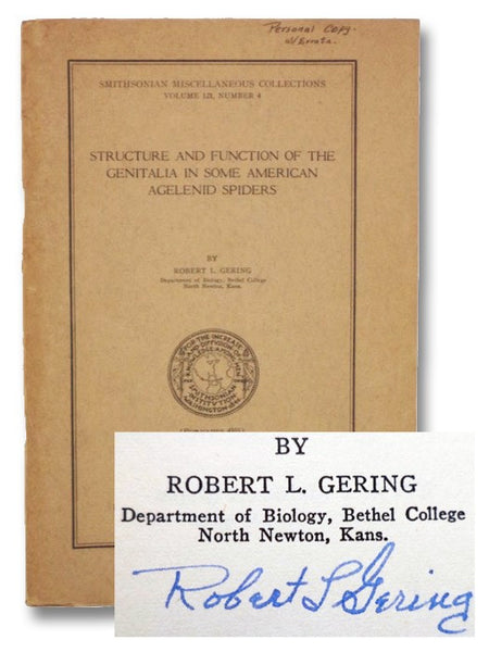Structure and Function of the Genitalia in Some American Agelenid Spiders (Smithsonian Miscellaneous Collections, Volume 121, Number 4)