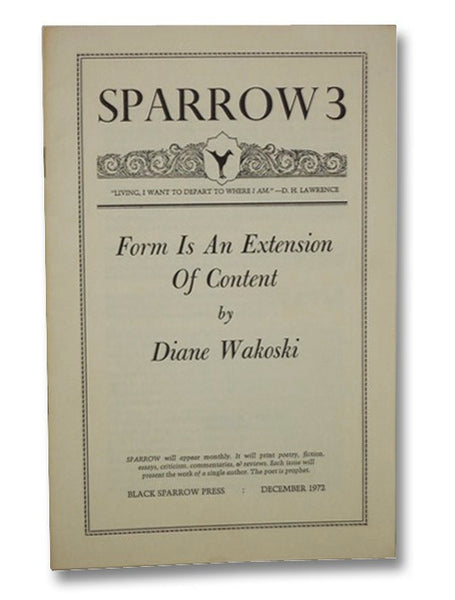 Sparrow 3, December 1972: Form is an Extension of Content