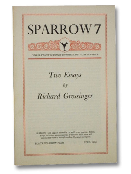 Sparrow 7, April 1973: Two Essays