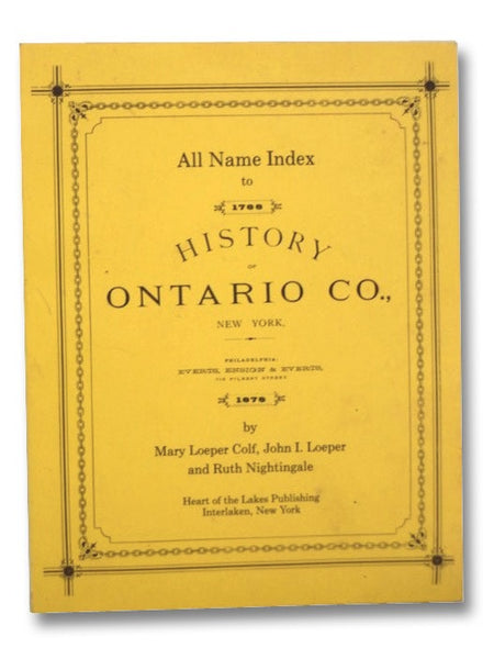 All Name Index to 1788 History of Ontario Co., New York