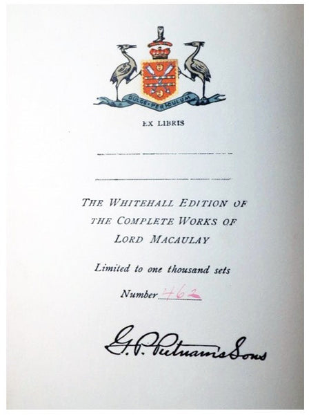 The Whitehall Edition of the Complete Works of Lord Macaulay, in Twenty Volumes: The History of England from the Accession of James the Second, in Ten Volumes; The Miscellaneous Works, in Ten Volumes [Essays]