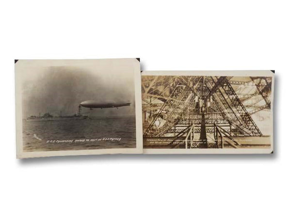 Two Original Rell S. Clements Photographs, 1920s: U.S.S. Shenandoah Moored to Mast on U.S.S. Patoka; Interior View of Keel Showing Arrangement of Fuel and Oil Tanks - Bunks - Telephone and Water Supply - Walkway 10" Wide Shown in Center