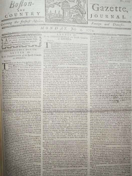 The Boston Gazette 1774