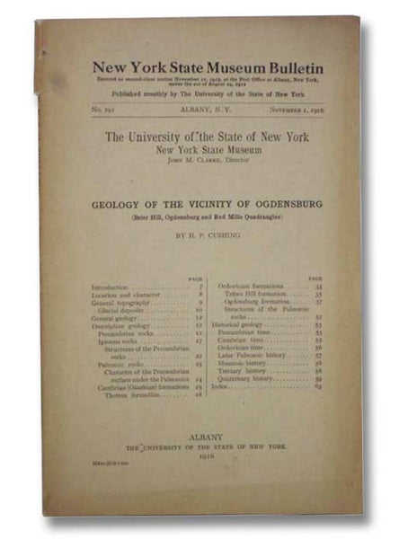 Geology of the Vicinity of Ogdensburg (Brier Hill, Ogdensburg and Red Mills Quadrangles) (New York State Museum Bulletin, November 1, 1916, No. 191)