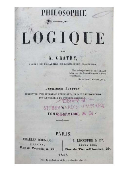 Philosophie Logique, 2 volumes in 1 [Logical Philosophy] [FRENCH TEXT]