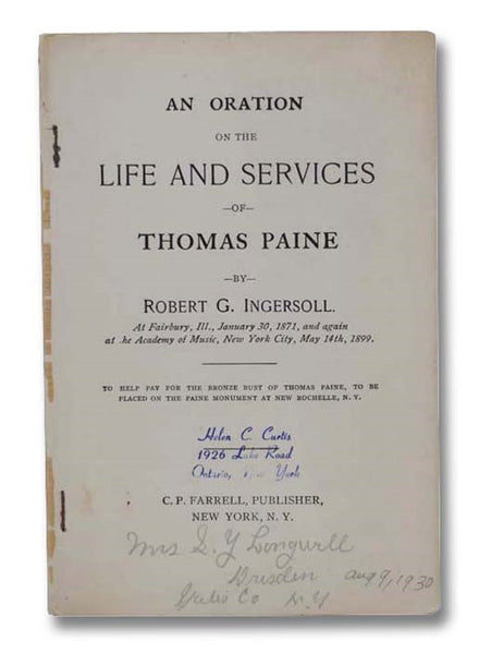 An Oration on the Life and Services of Thomas Paine