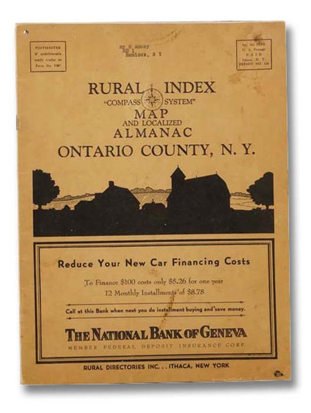 Rural Index "Compass System" Map and Localized Almanac, Ontario County, N.Y.