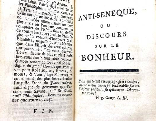 Oeuvres Philosophiques de Mr. de la Mettrie: Discours Preliminaire; L'Homme Machine; Traite de l'Ame; Abrege des Systemes; Les Animaux plus que Machines; L'Homme Plante; Systeme d'Epicure; Anti-Seneque, ou Discours sur le Bonheur.