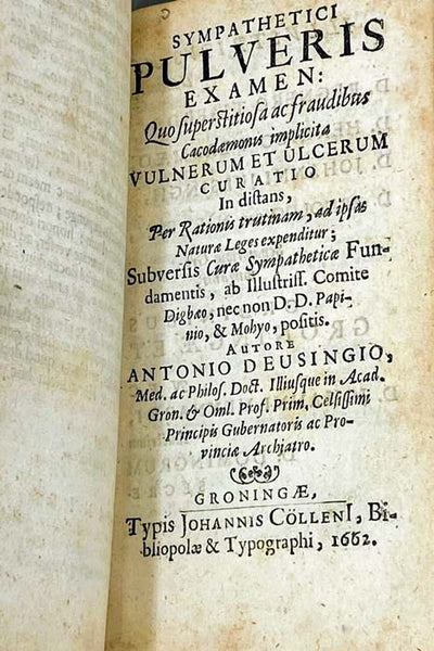 Theatrum Sympatheticum, in quo Sympathiae Actiones variae, singulares & admirandaetam Macro-quam Microcosmicae exhibentur, & Mechanice, Physice, Mathematice, Chimice & Medice, occasione Pulveris Sympathetici, ita quidem elucidantur, ut illarum agendi vis…