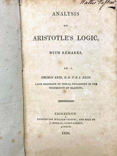 Analysis of Aristotle's Logic, with Remarks.