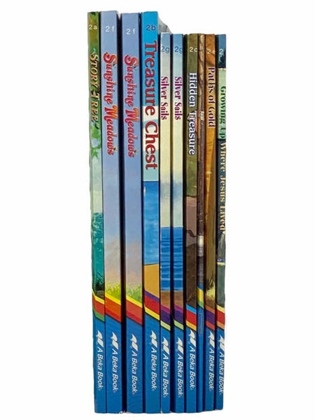 Collection of 10 Christian Chapter Books: 2nd Grade English Curriculum (Growing Up Where Jesus Lived; Paths of Gold; Sunshine Meadows (2x Copies); No Longer A Nobody; Treasure Chest; Hidden Treasure; Story Tree; Silver Sails (2x Copies)