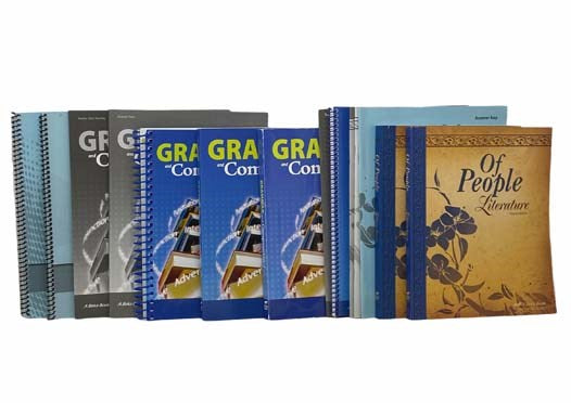 Of People, Literature: Abeka 7th Grade English Curriculum 16-Volume Set - Fourth Edition (Of People, Literature Textbook [2x copies]; Answer Key; Quizzes/Tests; Teacher Quiz/Test Key; Vocabulary Spelling Poetry 1; Teacher Key; Quizzes; Teacher Quiz Key; …
