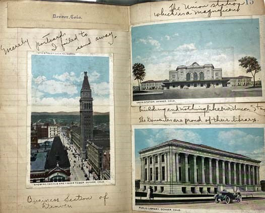 School Scrapbook (1921) and Manuscript Journal of Colorado Trip by Edna Wall (1920) with Original Photographs and Ephemera