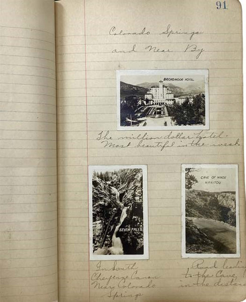 School Scrapbook (1921) and Manuscript Journal of Colorado Trip by Edna Wall (1920) with Original Photographs and Ephemera