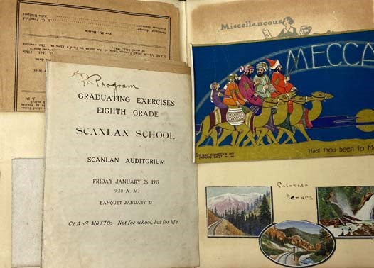 School Scrapbook (1921) and Manuscript Journal of Colorado Trip by Edna Wall (1920) with Original Photographs and Ephemera